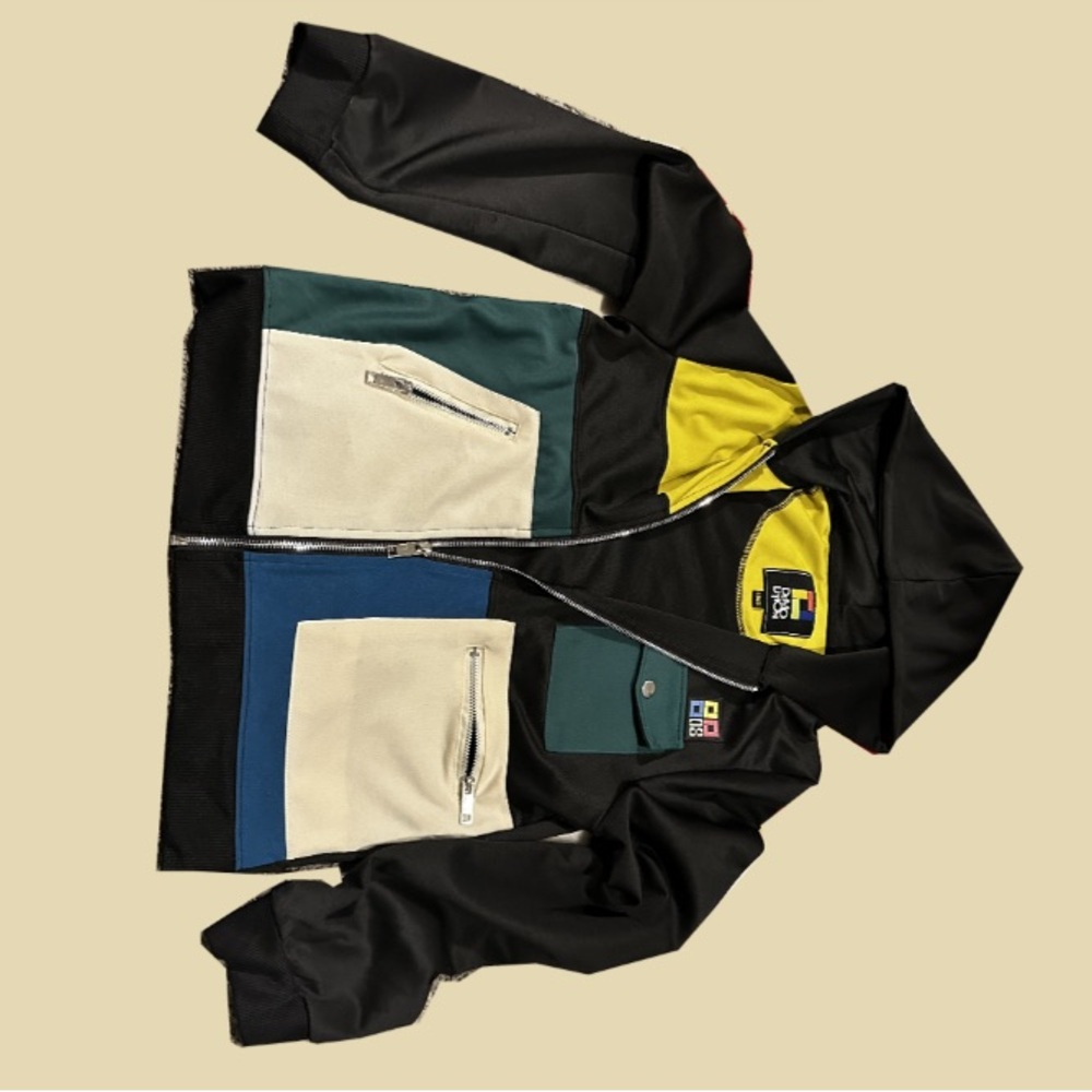 Lacoste Multicolor Bomber Jacket - Black, Yellow, Green, Blue, Cream